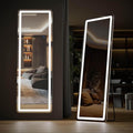 65" x 24" Full Length Mirror with Lights and Stand Touch Control - Wall Mounted and Floor Standing Mirror,LED Lighted Full Body Dressing Mirror,Vanity Mirror for Bedroom(White)